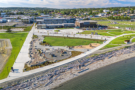 Oak Harbor Clean Water Facility and shoreline from above